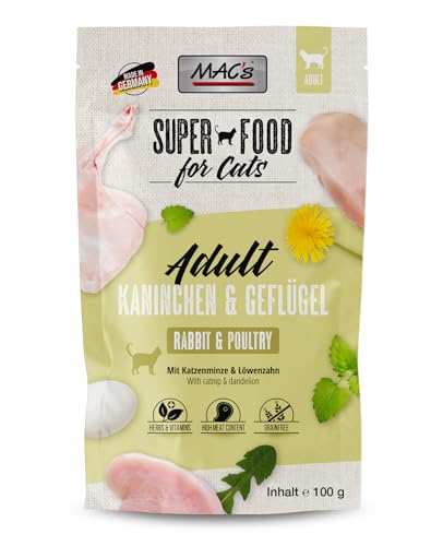Mac s Cat Pouch Nassfutter für Katzen 12 x 100 g Hase und Vögel