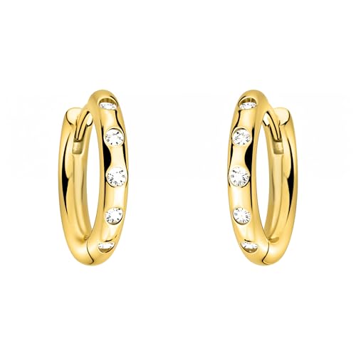 SOFIA MILANI - Damen Ohrringe 925 Silber - vergoldet golden mit Zirkonia Steinen - Zirkonia Creole - E2951