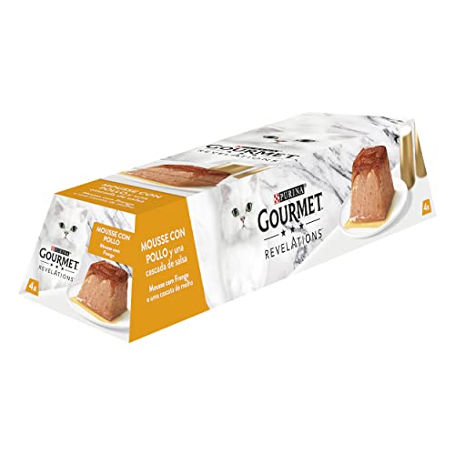 Gourmet Purina Revelations Mousse mit Sauce Nassfutter für Katzen Huhn 6 Packungen mit 4 Pyramiden 57 g - 24 Stück