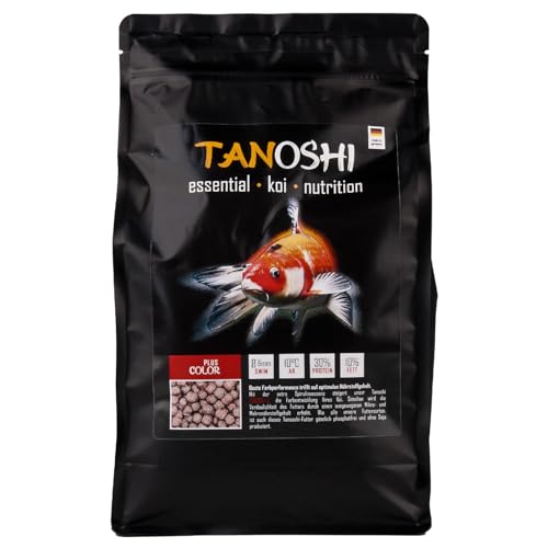 Tanoshi Koifutter - Color Plus - 6mm 1 2 kg Schwimmendes Hauptfutter für Intensive Farbentwicklung Dank Spirulina mit natürlichem Astaxanthin ab 10 C