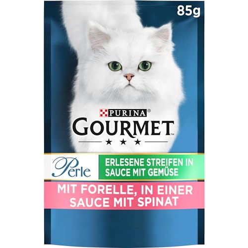 PURINA GOURMET Perle Erlesene Streifen Katzenfutter nass mit Forelle 26er Pack 26 x 85g