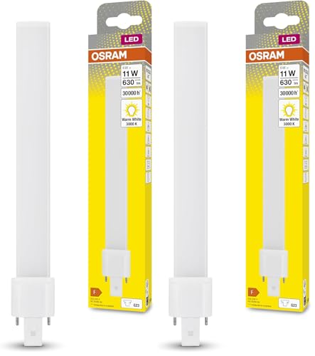 Osram DULUX S11 LED-Lampe für G23 Sockel 6 Watt 630 Lumen Warmweiß 3000K Ersatz für herkömmliche 11W-Dulux Leuchtmittel Packung mit 2
