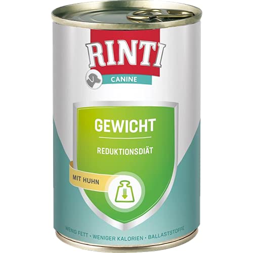 RINTI Canine Gewicht Huhn Spezialkost für Hunde 6x400g Zur Verringerung von Übergewicht wenig Fett wenig Kalorien