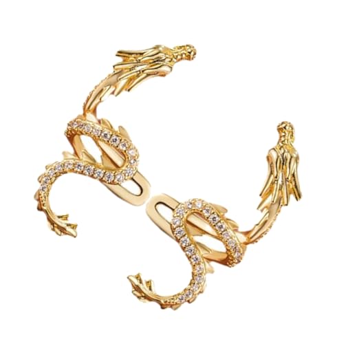 FRCOLOR 1 Paar Ohrmanschette in Drachenform Klaue Stellungnahme Creolen Damen Ohrschmuck ohne Piercing Strass-Ohrringe Drachen Ohr Manschette zierliche Ohrringe für Frauen Strasssteine