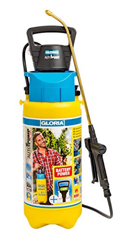 GLORIA Drucksprüher AutoPump Set Gartenspritze 5 L Füllinhalt Sprühgerät mit Batterie- Akku-Betrieb Kein mühevolles Pumpen Automatischer Druckaufbau Konstantes Sprühbild