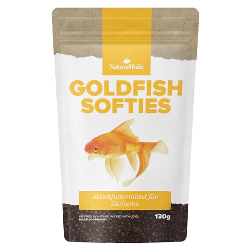 NatureHolic Goldfish Softies - Goldfischfutter I Spezialfutter für Goldfische I Extra Soft I Schonende Herstellung I Made in Germany I 130g