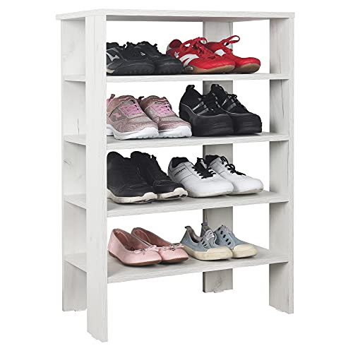RICOO Schuhregal platzsparend WM040-EP Shoe Rack Schuhschrank mit 4 Ebenen hoch Schuh Regal Holz Schuhständer Standregal Flur Schuhablagen Eiche-Picard