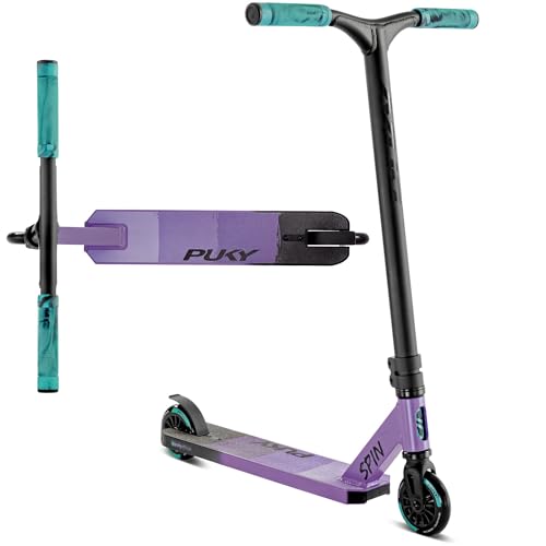  SPIN Hochwertiger für Kinder 5 One Piece Bar Aluminium Lenker 100mm PU Rollen Langlebig Stabil CNC gefrästes Design Optimale Kontrolle Grip Farbe Lila