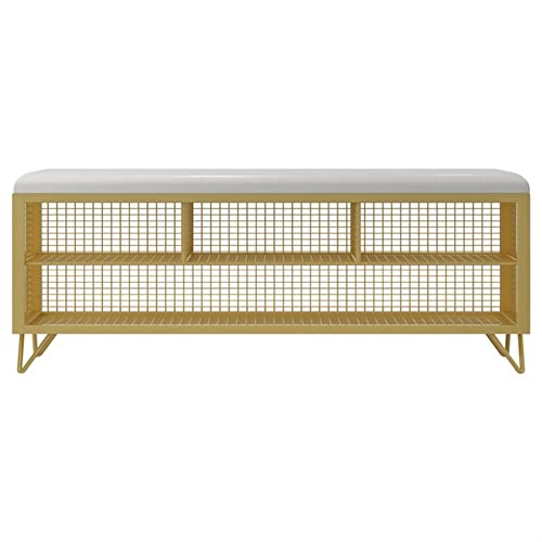 Schuhregal mit Schuhaufbewahrung industrieller Schuhschrank für Eingang Eingangsbank Sitzgelegenheit für kleine Räume Flur Wohnzimmer Größe 120 x 35 x 47 cm