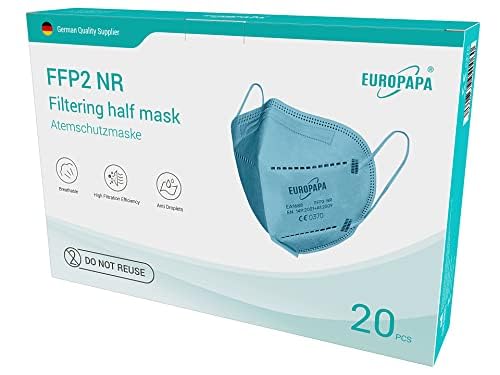 EUROPAPA 40x FFP2 Masken Atemschutzmaske 5-Lagen Staubschutzmasken hygienisch einzelverpackt Stelle zertifiziert EN149 2001 A1 2009 Mundschutzmaske EU2016 425 Blau