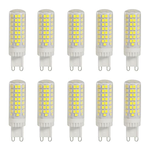G9 LED Lampe 10W 1000LM Kaltweiß 6000K Ersatz 50W-100W G9 Halogenlampe G9 Sockel Kein Flackern Nicht Dimmbar G9 Glühbirnen für Kronleuchter Deckenleuchten Wandleuchten AC 220-240V 10er Pack