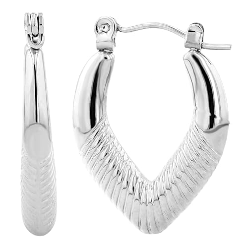 Akzent Wasserfeste Edelstahl Ohrringe Creolen für Damen in Silber Gold 100% Wasserfest Hautverträglich V-Form Silber