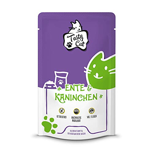 Tasty Cat Nassfutter für Katzen Ente Kaninchen 12 x 125g. getreidefrei zuckerfrei