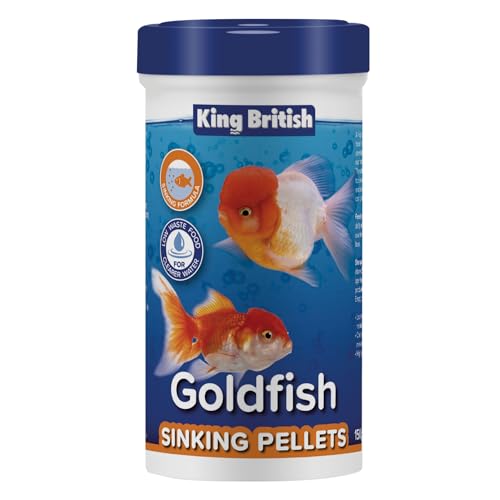 King British Goldfisch sinkende Pellets 150g - Multi-Vitamin-Alleinfuttermittel - Für Kaltwasserfische - Natürliche Inhaltsstoffe - Klarwasserformel - Hilft das Risiko von Schwimmblasenerkrankungen zu