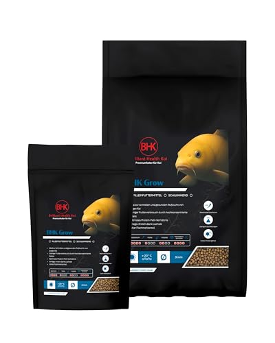 BHK - Koifutter Grow 1 2kg 3mm Pellets Hochprotein Koifutter für schnelles Wachstum junger Koi Schwimmendes Teichfutter Sommerfutter Koi Aufzucht