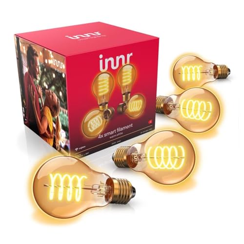 innr Zigbee E27 Smart Lampe funktioniert mit Alexa und Hue Bridge erforderlich Filament LED Glühbirne Warmweiß Dimmbar Smart Home Lampe 550lm 4-Pack