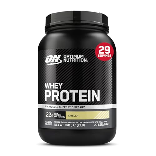 Optimum Nutrition Whey Protein Pulver Vanillegeschmack 22 g Protein pro Portion leicht mischbares Whey Proteinpulver zur Unterstützung von Muskelaufbau und Regeneration 899 g 29 Portionen