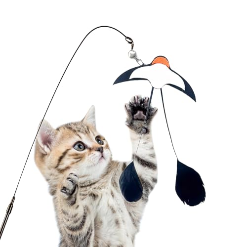 Katzenangel Spielzeug - Schwalben Design Bewegungsspiel Katzenspielzeug Angel mit Glöckchen Zum Training nach dem Fressen gegen Langeweile für geistige Anregung im Haus Wohnzimmer Schlafzimmer