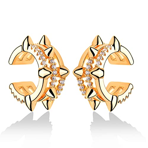 Zierliche Ohrklemme mit 14 Karat vergoldet Kreuzstreifen offener Wickelring Cubic Zirkonia Huggie Clip On Knorpel für Frauen Metall Zirkonia