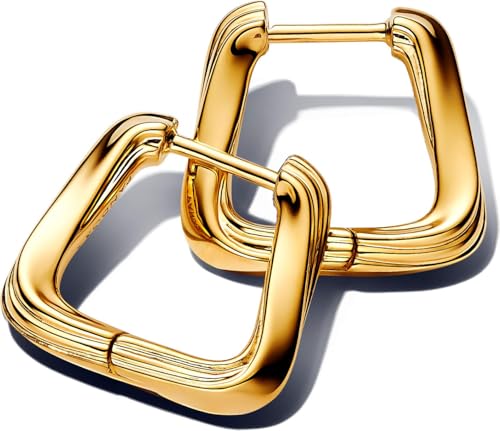 Pandora Essence Kleine Verdrehtes Dreieck Creolen-Ohrringe aus 14 Karat Vergoldetem Sterling Silber 263875C00