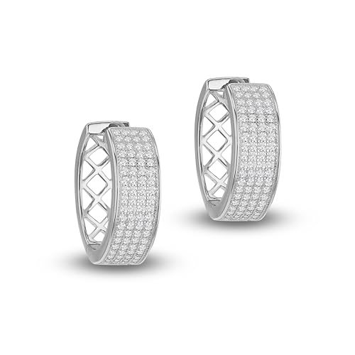 Amazon Essentials Creolen aus rhodiniertem Sterlingsilber mit Zirkonia 4-reihig