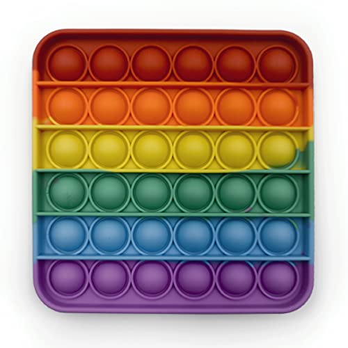 Droquimur Pop It Sensorisches Antistress-Spielzeug Blasen explodieren entspannendes Fidget Toy Quadrat Rechteck Regenbogen mehrfarbig