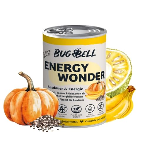 BugBell 400g Nassfutter Pflanzlich Vollwertig Purinarm Napferlebnis mit Jackfrucht für aktive Hunde Banane Chia L-Carnitin als Energielieferanten hergestellt in DE