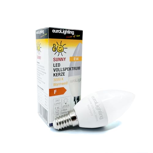 euroLighting LED Kerze E14-4W -2700 K warmweiss - mit Sonnenlichtspektrum Vollspektrum - dimmbar