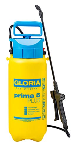 GLORIAüher prima 5 PLUS Gartenspritze 5 L Füllinhalt Zur Ausbringung von Essig Essigessenz gegen Unkraut 0 4 m Verlängerungslanze gelb blau