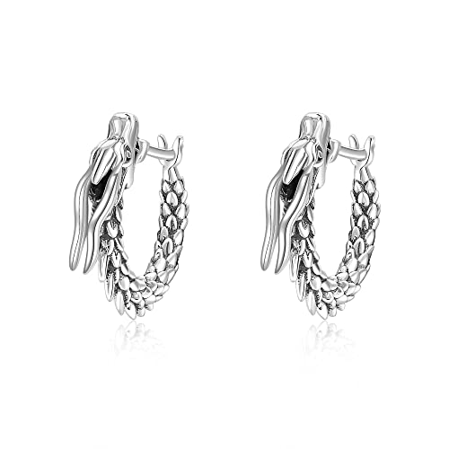 CUPENDA Dragon Ohrringe Sterling Silber Dragon Huggie Creolen Ohrringe Punk Rock Schmuck Geschenke für Frauen Männer