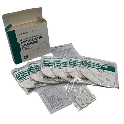 Kingfa FFP2 6er Box CE 0598 Apothekenversion Einzelverpackt Atemschutzmaske mit Ohrschlaufen Box 6 Masken einzeln verpackt KINGFA NR EN149 2001 A1 2009