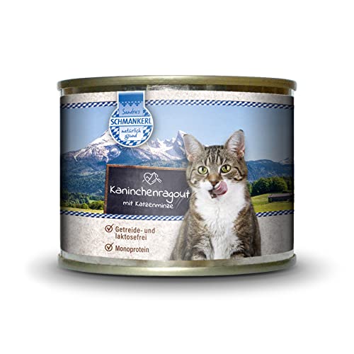 Sandras Schmankerl Nassfutter für Katzen Kaninchenragout 6 x 200g. getreidefrei Monoprotein