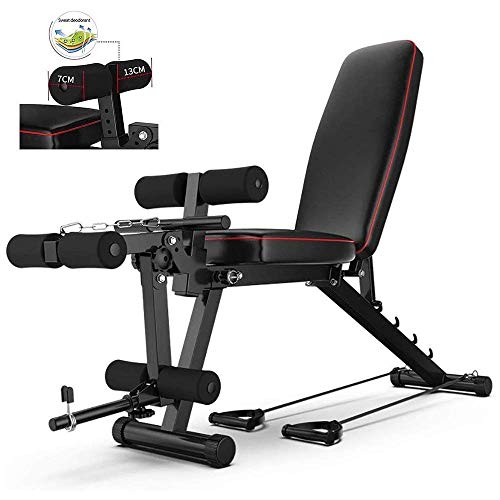 KOMFGT Multifunktionaler klappbarer Hantelhocker verstellbare faltbare Hantelbank Beinstreckung und Beincurl Gewichtheben Bauchbank Sit-Up-Bank Heimtraining Fitnessstudio
