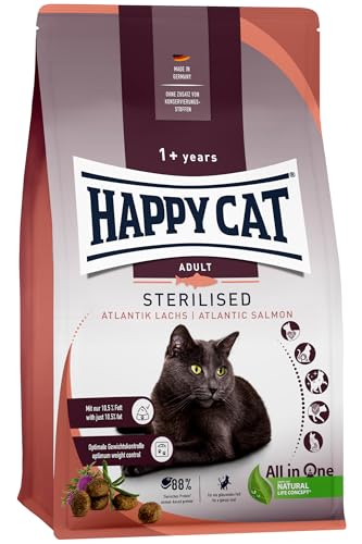 Happy Cat Sterilised Adult Atlantik Lachs M - Trockenfutter für sterilisierte Katzen und Kater - 4 kg