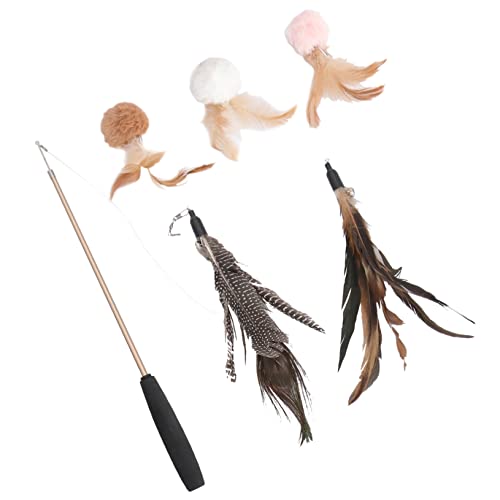 Supvox 6stücke Federwedel Für Katzen Katzenkitzeln Federwedel Für Katzen Katzenzubehör Katzenspielzeug Spielzeugstab Für Kätzchen Natürlicher Spieltrieb Bruchfestes