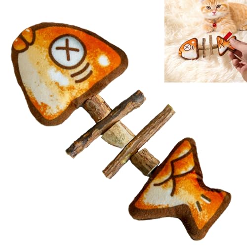 Smaoqingji Katzenminze Sticks Katzenspielzeug Fisch Kaustangen - 1 Stück Gelb Kätzchen Beißspielzeug Geeignet für Alle Arten von Katzen zum Spielen Lindert Langeweile und Trennungsangst