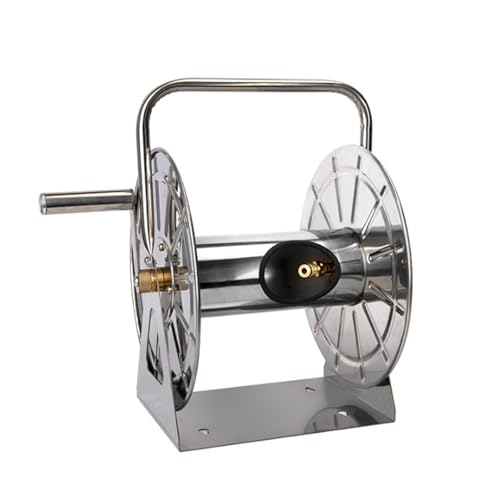 JTYRW Edelstahl-Gartenschlauchtrommel zur Wand- Bodenmontage mit 50 m 164 Fuß Fassungsvermögen tragbarer Schlauchhalter für Garten und Terrasse