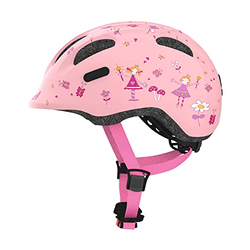 ABUS Kinderhelm Smiley 2.0   Robuster Fahrradhelm für Mädchen und Jungs   Rosa mit Prinzessinnen Muster Größe S