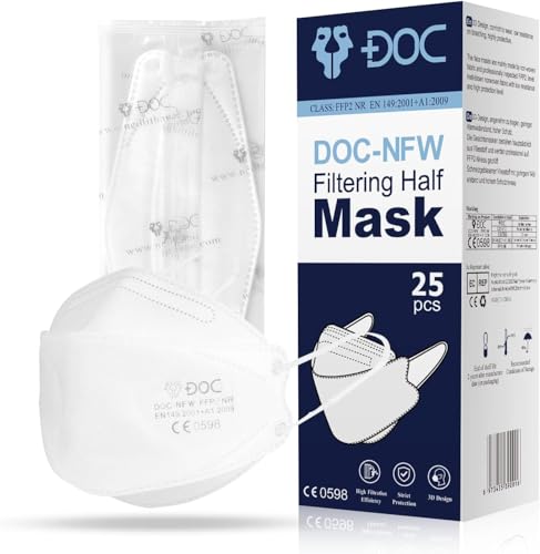 DOC 25ück Zertifizierte Gesichtsmaske Staubmaske Staubmaske 25ück Aufbewahrungsbox und hygienischem PE Beutel