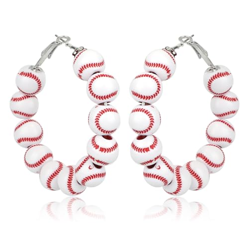 Mikovivi Baseball Perlenohrringe für Damen Stylische Baseball Sportball Schmuck Accessoires für Sportliebhaber Teamgeist
