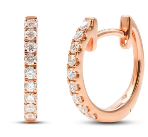 EDELIND Gold Ohrringe Damen 750 Rotgold 12.5 mm mit 18 Diamanten 0.20 Ct Creolen Gold Diamant Ohrringe 18K Echtgold Ohrringe Creolen mit Schmuck Geschenkbox