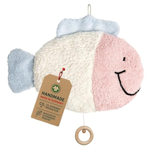 Efie Bio - Spieluhr Fisch - kontrolliert biologischer Anbau organic - Made in Germany - GOTS zertifiziert nachhaltig - Melodie Guter Mond du gehst so stille