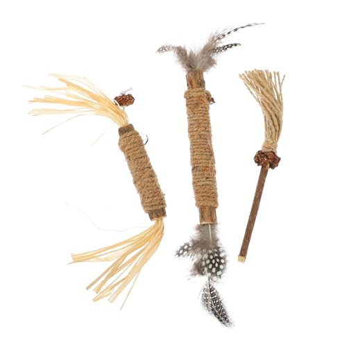 Milisten 3 Stück Teiliges Kitten Langlebigem Naturholz Katzensicherer Kauspielzeug Besen für Zahnreinigung Stressabbau Natürliche Beschäftigung von Kätzchen