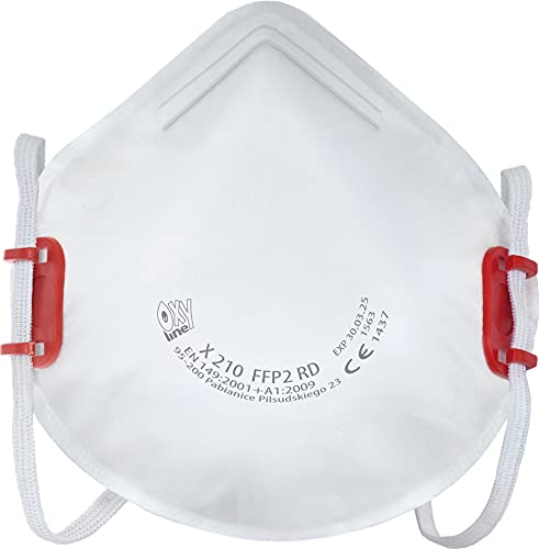 Oxyline 10x FFP2 R D wiederverwendbare Atemschutzmaske Halbmaske Staubmaske ohne Ventil Produziert in der EU CE 1437