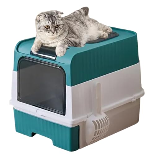 Nybhyjka Katzenklo Katzen-Toilette Für Großkatzen Mit Schaufel Leichtes Geruchskontroll-Sieb Faltbare Umrandung Für Innenbereich Ecke Einfache Reinigung