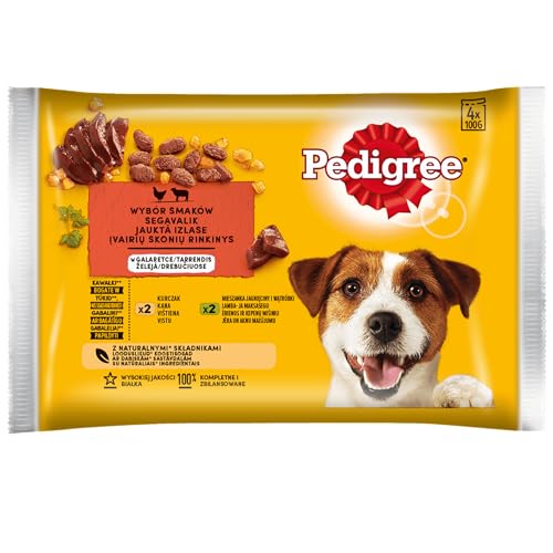 PEDIGREE Adult Huhn Lamm in Gelee - Nassfutter für ausgewachsene Hunde 4x100g