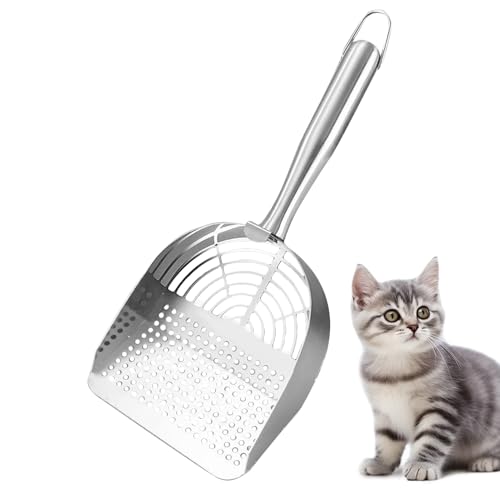 Katzenstreuschaufel Metall-Katzenschaufel Hundekotschaufel robuste Katzenstreuschaufel Sieb-Kotschaufel Reinigungswerkzeug große ergonomische Katzenkotschaufel moderne Streuschaufel