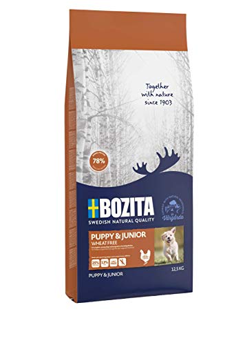 BOZITA Puppy Junior Weizenfrei Hundefutter für Welpen - 12.5 kg - nachhaltig produziertes Trockenfutter für Welpen Junghunde und laktierende Hündinnen - Alleinfuttermittel - Welpenfutter