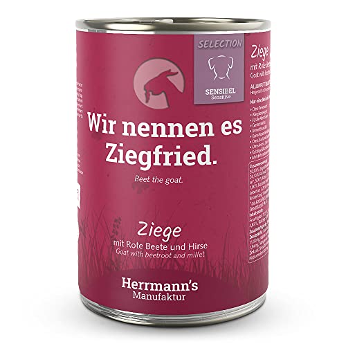 Herrmann s - Selection Sensibel Ziege mit rote Beete und Hirse - 12 x 400g - Nassfutter - Hundefutter