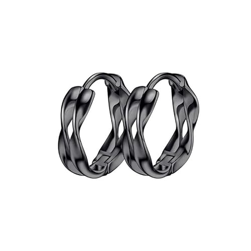 Trend Schwarz Silberfarbene Ohrschnalle Creolen für Männer Frauen Geometrische Twisted Dragon Totem Herrenohrringe Gothic Schmuck Schönes Design